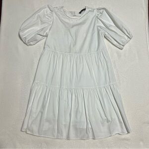 Zara White Open Back Puffed Sleeze